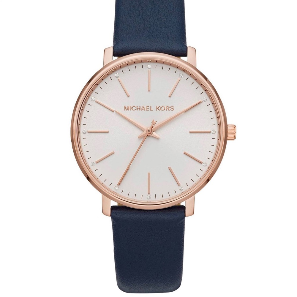 Michael Kors Leather Watch Pyper Rose Gold Tone